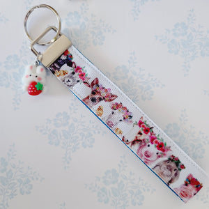 Animals with Haku Leis - Key Chain Fob with Your Choice of Rose Gold, Yellow Gold or Silver Hardware