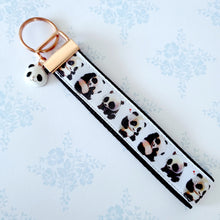 Load image into Gallery viewer, Pandas Being Adorable Key Fob Chain with Enameled Panda Charm

