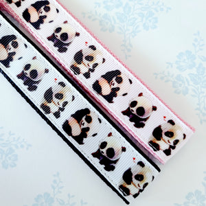 Pandas Being Adorable Key Fob Chain with Enameled Panda Charm