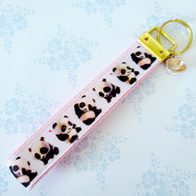 Load image into Gallery viewer, Pandas Being Adorable Key Fob Chain with Enameled Panda Charm
