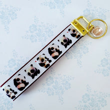 Load image into Gallery viewer, Pandas Being Adorable Key Fob Chain with Enameled Panda Charm
