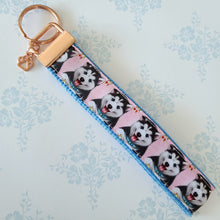 Load image into Gallery viewer, Husky on Rose Gold Key Chain Fob includes Enameled Paw Print Charm

