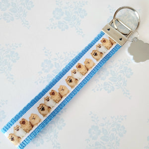 Pomeranians all Smiles Key Chain Fob with Enameled Paw Print Charm