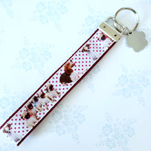 Load image into Gallery viewer, Hound &amp; Pug on Polka Key Chain Fob with Silver Paw Charm
