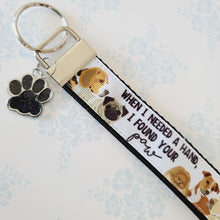 Load image into Gallery viewer, Dog Lovers Key Chain Fob - &quot;When I needed a hand, I found your PAW&quot; with Glittered Enameled Paw Print charm, Rescue Dog Key Chain... So sweet!
