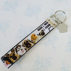 Dog Lovers Key Chain Fob - "When I needed a hand, I found your PAW" with Glittered Enameled Paw Print charm, Rescue Dog Key Chain... So sweet!