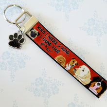 Load image into Gallery viewer, Dog Lovers Key Chain Fob - &quot;When I needed a hand, I found your PAW&quot; with Glittered Enameled Paw Print charm, Rescue Dog Key Chain... So sweet!
