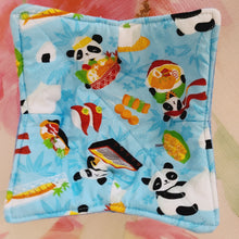 Load image into Gallery viewer, Panda Sushi Dim Sum in Pink,, Blue or Purple - Reversible 100% Cotton Bowl Cozy
