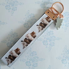 Load image into Gallery viewer, Cat Key Chain Fob on Rose Gold includes Paw Charm
