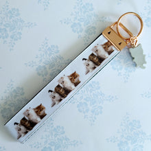 Load image into Gallery viewer, Cat Key Chain Fob on Rose Gold includes Paw Charm
