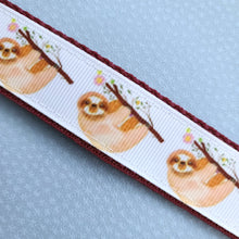 Load image into Gallery viewer, Sloths and Flowers Key Chain Fob with Strawberry and Leaf Charm
