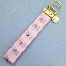 Load image into Gallery viewer, Koalas with Hearts on Rose Gold Key Fob /Koala Key Chain with Rose Charm
