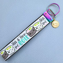 Load image into Gallery viewer, Sushi &quot;This is How I Roll&quot; Gold Key Chain Fob with Enameled Sakura Charm
