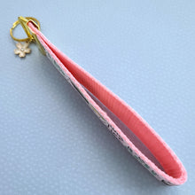 Load image into Gallery viewer, Sushi &quot;This is How I Roll&quot; Gold Key Chain Fob with Enameled Sakura Charm
