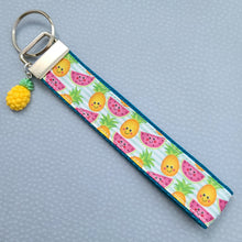 Load image into Gallery viewer, Pineapples and Watermelons Key Fob Wristlet with Pineapple Charm
