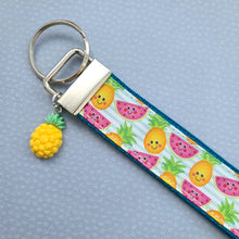 Load image into Gallery viewer, Pineapples and Watermelons Key Fob Wristlet with Pineapple Charm
