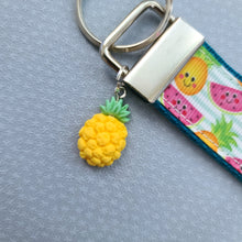 Load image into Gallery viewer, Pineapples and Watermelons Key Fob Wristlet with Pineapple Charm
