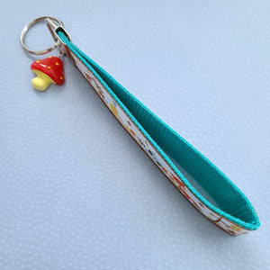 Woodland Animals Fox Bunny Deer Porcupine Owl Racoon Bird Key Chain Fob with Mushroom Charm