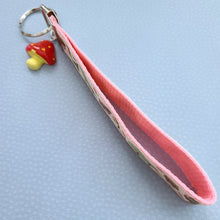 Load image into Gallery viewer, Glittery Deer and Owl Key Chain Fob with Mushroom Charm

