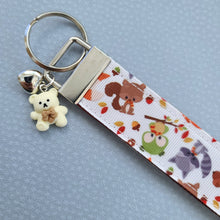 Load image into Gallery viewer, Adorable Fall Forest Friends on White Key Fob on Silver
