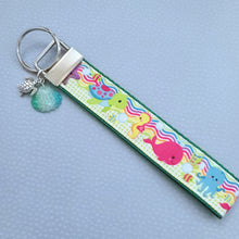 Load image into Gallery viewer, Sea Animal Key Chain Fob with Turtles Dolphins Starfish &amp; Whales includes Dolphin or Turtle Charm
