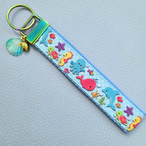 Sea Animal Key Chain Fob with Turtles Dolphins Starfish & Whales includes Dolphin or Turtle Charm
