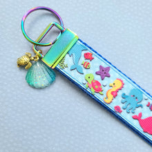 Load image into Gallery viewer, Sea Animal Key Chain Fob with Turtles Dolphins Starfish &amp; Whales includes Dolphin or Turtle Charm
