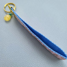 Load image into Gallery viewer, Pineapple Rose Gold Key Chain Fob - Foil printed Golden Pineapples with Adorable Pineapple Charm
