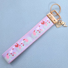 Load image into Gallery viewer, Elephant Mommy &amp; Baby Love Sparkles on Rose Gold Key Chain Fob with Rose Charm
