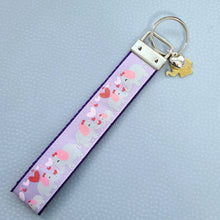 Load image into Gallery viewer, Elephant Mommy &amp; Baby Love Sparkles on Rose Gold Key Chain Fob with Rose Charm
