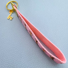 Load image into Gallery viewer, Giraffes on Pink Key Chain Fob with Enameled Giraffe charm
