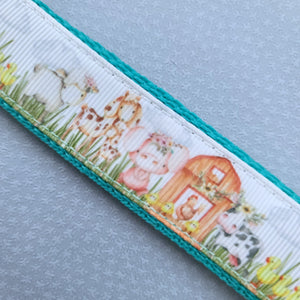 Farm Animals in Watercolor on Yellow Gold Key Chain Fob includes Cow & Duck Charm