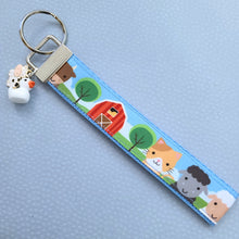 Load image into Gallery viewer, Farm Animal Portraits Key Chain Fob with Cow &amp; Duck Charm
