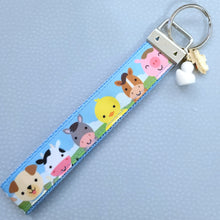 Load image into Gallery viewer, Farm Animal Portraits Key Chain Fob with Cow &amp; Duck Charm
