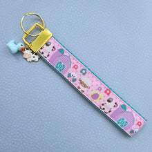 Load image into Gallery viewer, Farm Animals Cuteness Overload on Rose or Yellow Gold Key Chain Fob includes Duck and Cow Charm
