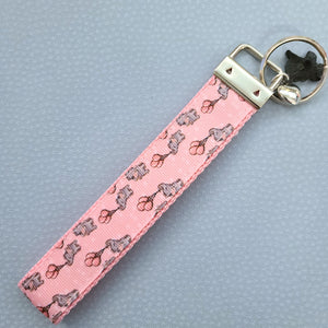 Elephants with Balloons on Silver Key Chain Fob with Enameled Elephant Charm