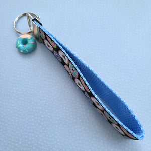 Donuts with Sparkles Key Chain Fob Wristlet with Yummy Donut Charm