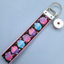 Load image into Gallery viewer, Cupcakes with Sparkles Key Chain Fob with Cute Donut with Sprinkles Charm
