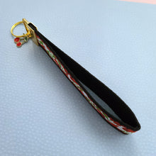 Load image into Gallery viewer, Cherries with Glitter on Gold Key Chain Fob with Enameled Cherry charm
