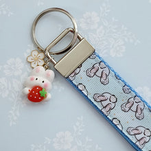 Load image into Gallery viewer, Bunny Butt Key Fob Keychain with Enameled Bunny Charm
