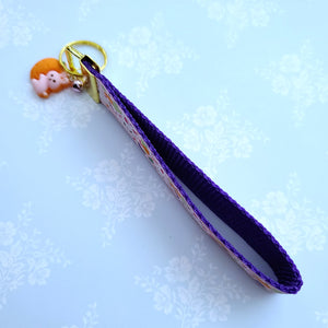 Bunny Flowers & Carrots Glittery Key Chain Fob on Gold with Bunny Charm