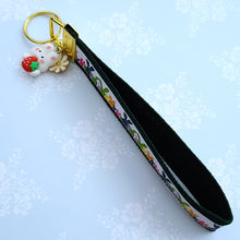 Load image into Gallery viewer, Bunnies Multi Color on Gold Key Chain Fob with Cute Enameled Bunny Charm
