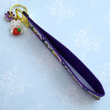 Load image into Gallery viewer, Bunnies Multi Color on Gold Key Chain Fob with Cute Enameled Bunny Charm

