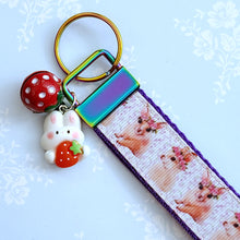 Load image into Gallery viewer, Bunny with Head Wreath Key Chain Fob with Bunny Charm
