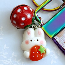 Load image into Gallery viewer, Bunny with Head Wreath Key Chain Fob with Bunny Charm
