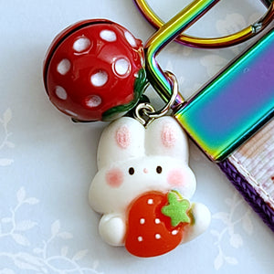 Bunny with Head Wreath Key Chain Fob with Bunny Charm