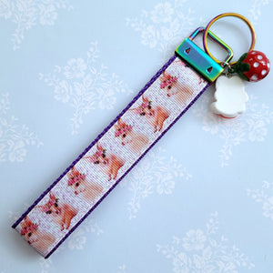 Bunny with Head Wreath Key Chain Fob with Bunny Charm