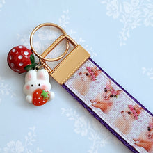 Load image into Gallery viewer, Bunny with Head Wreath Key Chain Fob with Bunny Charm
