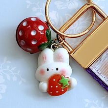 Load image into Gallery viewer, Bunny with Head Wreath Key Chain Fob with Bunny Charm
