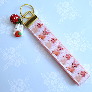 Bunny with Head Wreath Key Chain Fob with Bunny Charm